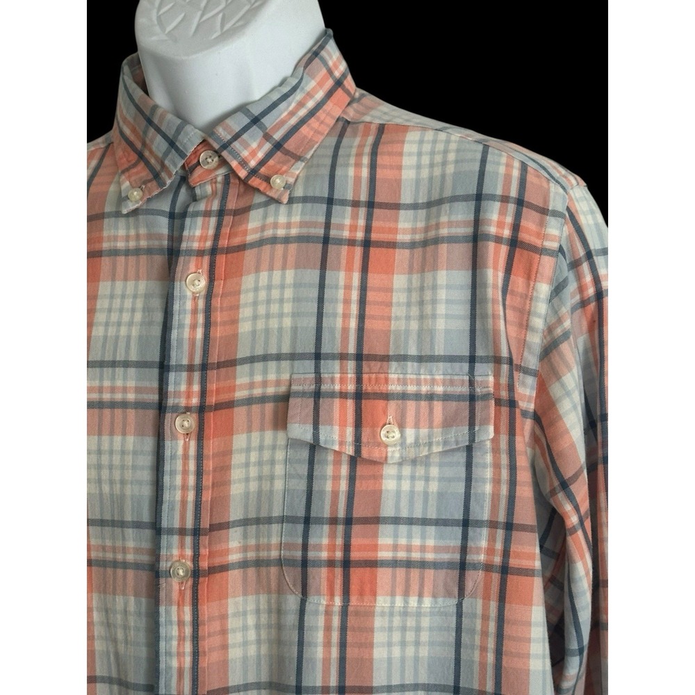 Vineyard Vines Crosby Men Shirt M Peach Mint Plaid Slim Button Down‎ Cotton